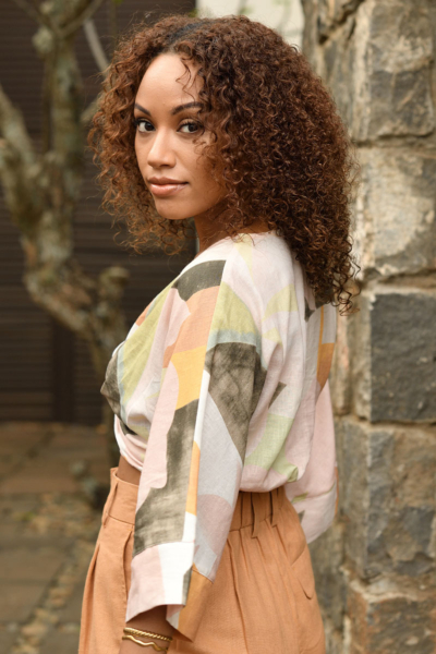 ETHNIC PRINT KNOT TOP