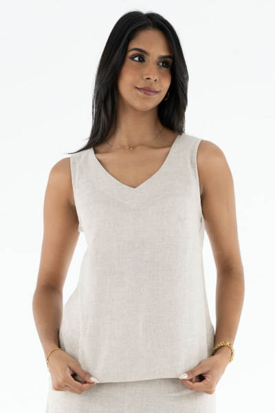 LINEN BLEND BLOUSE
