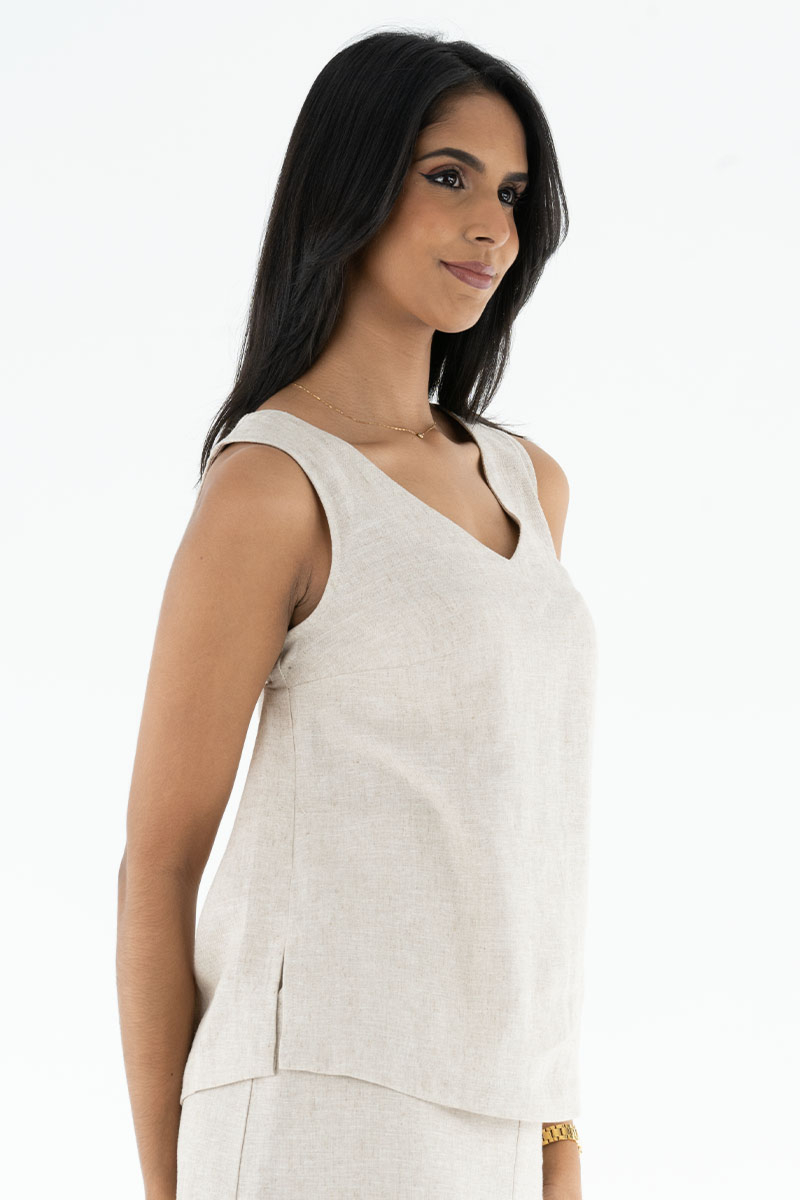 LINEN BLEND BLOUSE
