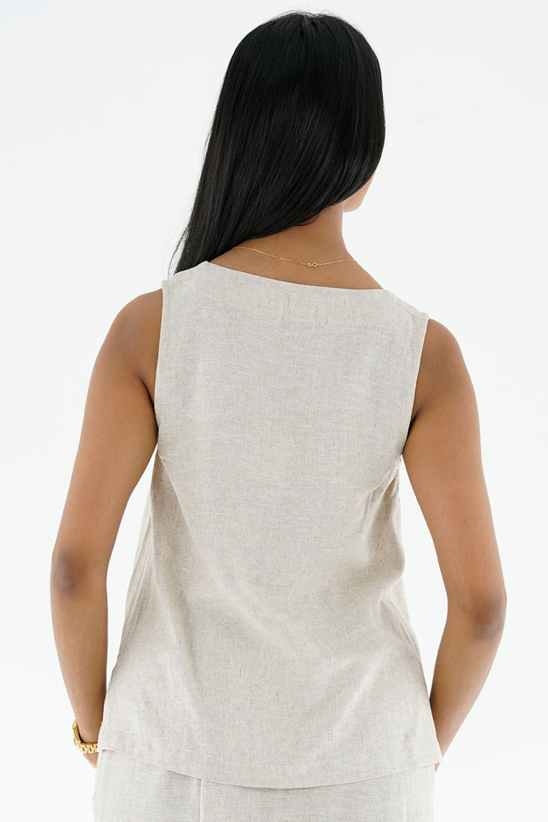 LINEN BLEND BLOUSE