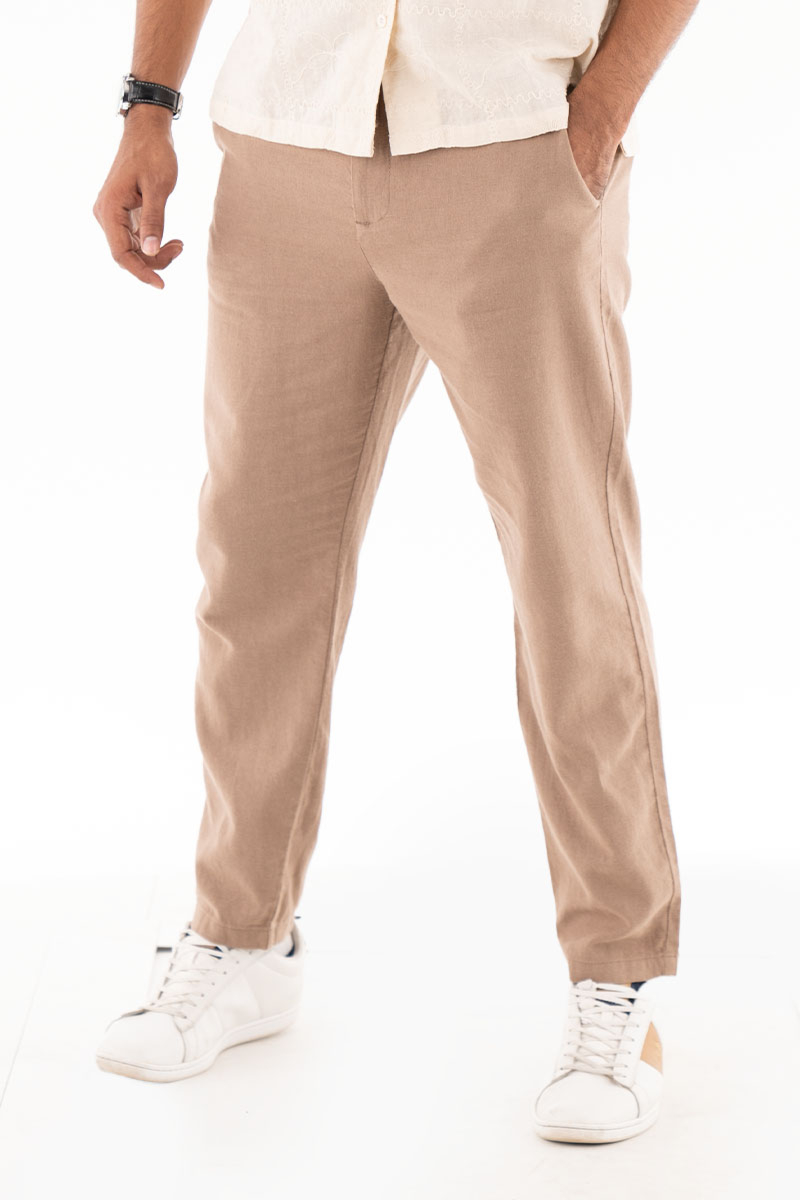 LINEN BLEND TROUSERS 